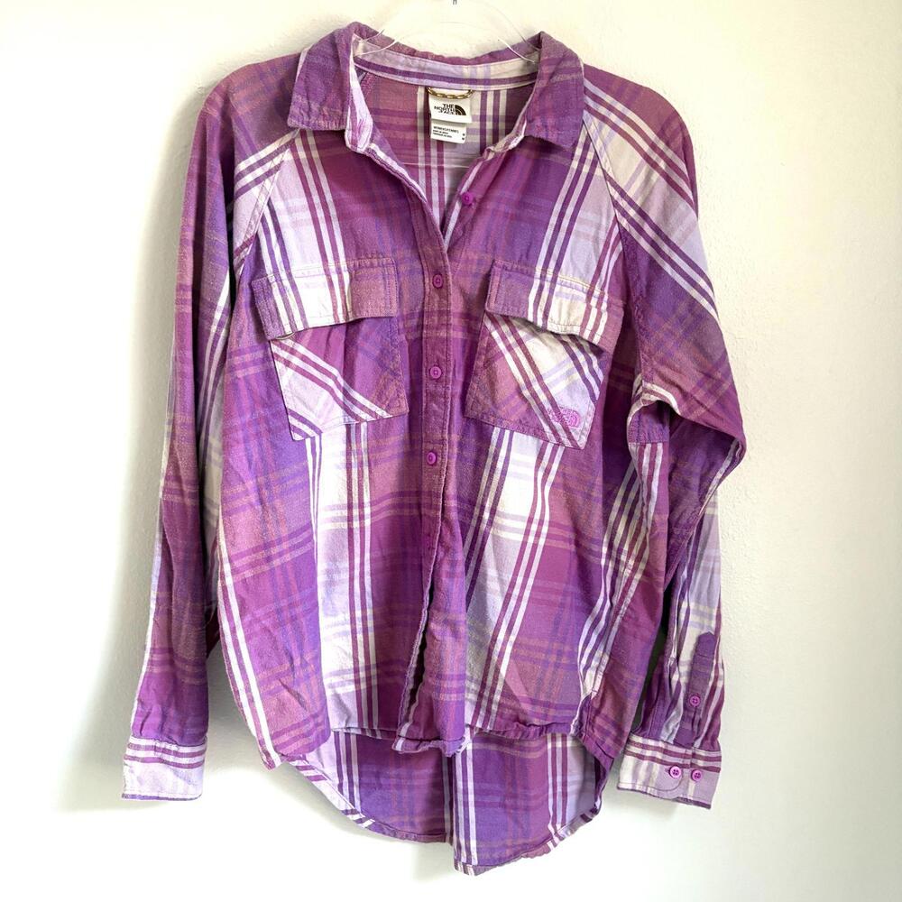 The North Face | Women’s Purple Lavender Plaid Soft Flannel Button Up Shirt Sz M